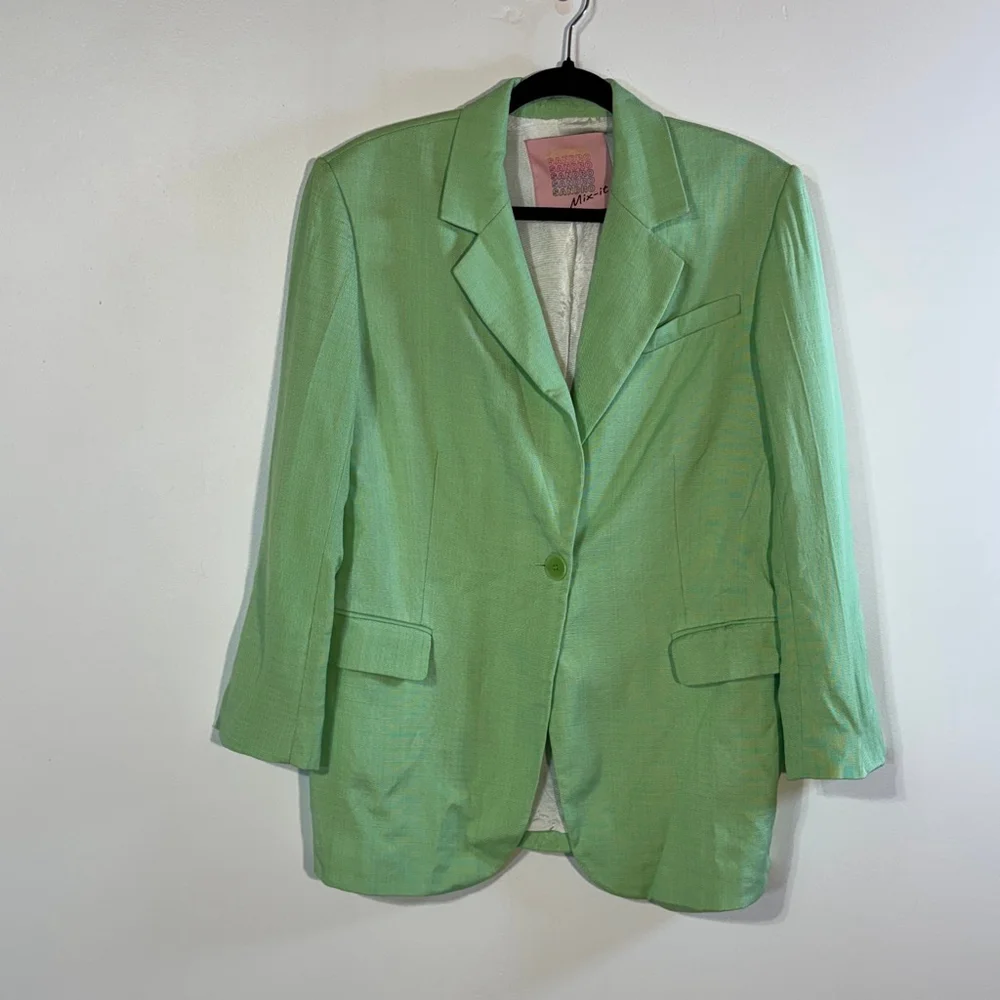 Sandro Suit Blazer Women’s Size XS Pockets One Button Green Notch Lapel - Picture 2 of 13